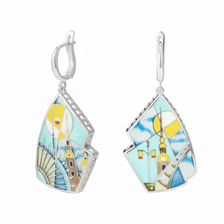 Серьги «Северная столица Утро» из серебра с эмалью