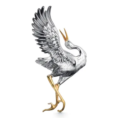 Серебряная брошь «Аист»