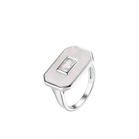 Кольцо из серебра с перламутром и фианитом