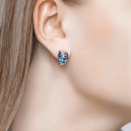 Серьги «Совы» из золочёного серебра с эмалью