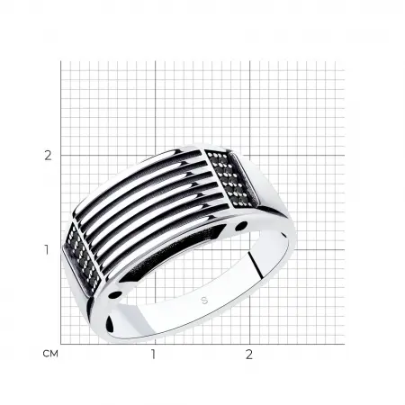 Мужское кольцо из серебра с фианитами