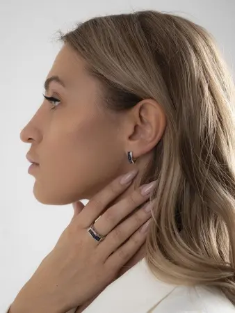 Серьги «Дорожка» из серебра ETHNICA с натуральным сапфиром