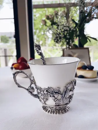 Чашка чайная «Натюрморт» с чернением с ложкой