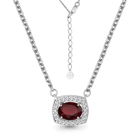 Колье из серебра с гранатом и фианитами