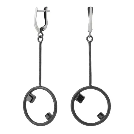 Серебряные серьги с гематитом «Круг»