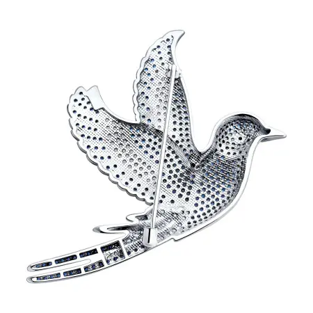 Брошь из серебра с фианитами «Птица»