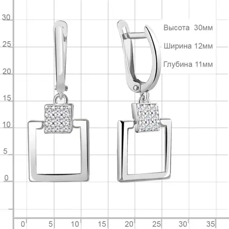 Серьги из серебра с фианитами