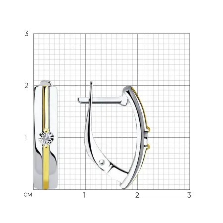 Серьги из золочёного серебра с бриллиантами