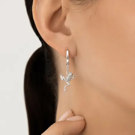 Серьги из серебра с фианитами «Лягушка»
