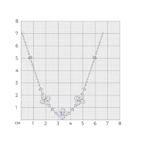Серебряное колье с фианитами «Цветы»