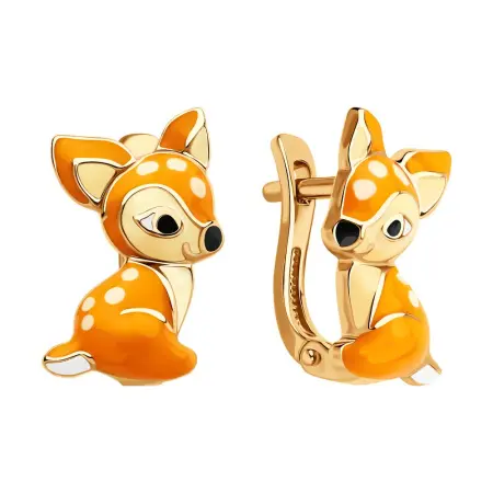 Серебряные серьги с эмалью «Бэмби»