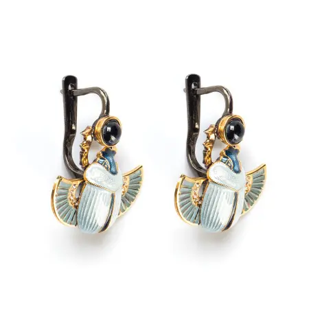 Серебряные серьги «Скарабеи»