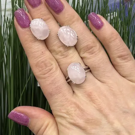 Серебряные серьги «Леденцы» с розовым кварцем