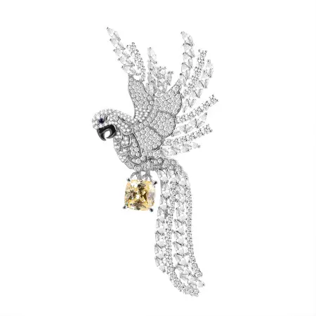 Брошь из серебра «Попугай»