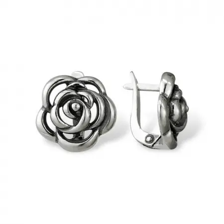 Серьги из серебра «Роза»