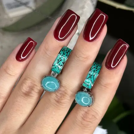 Серьги из серебра с амазонитом «Ветви Сакуры»