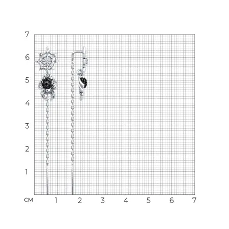 Серьги из серебра с фианитами «Паук»
