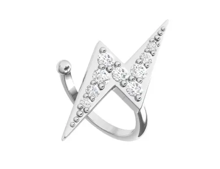 Серебряный кафф «Молния» с бесцветными фианитами