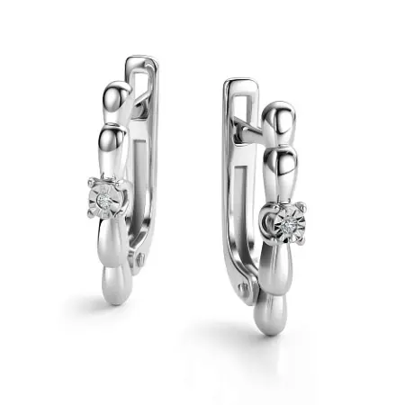 Серебряные серьги с бриллиантом