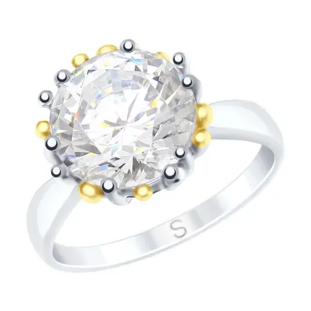 Кольцо из серебра с горным хрусталем и золочением