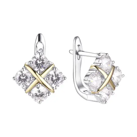 Серьги из серебра с фианитами