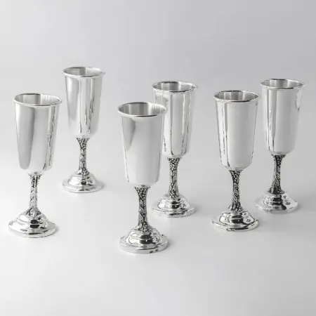 Набор серебряных рюмок «Виноград» - 6 предметов