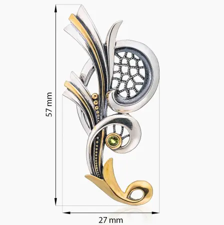Брошь из серебра с турмалином