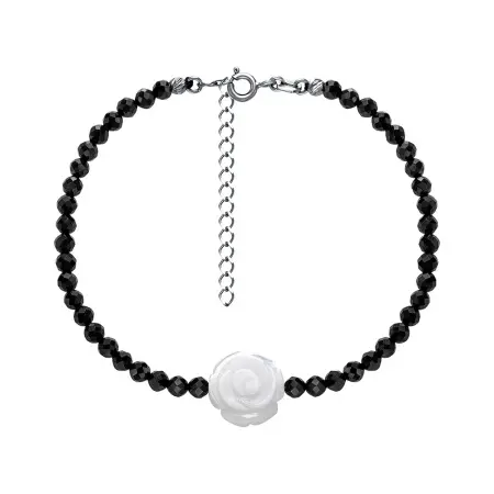 Браслет из серебра «Роза» со шпинелью и перламутром