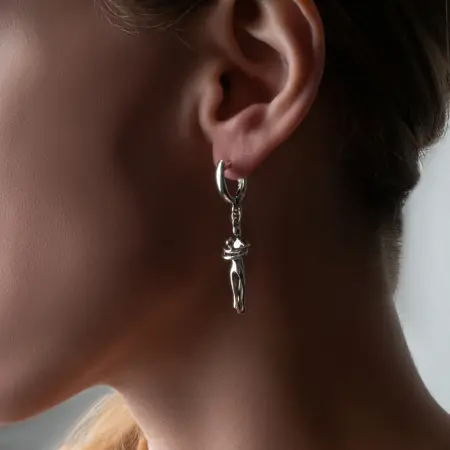 Серебряные серьги «Влюбленные»