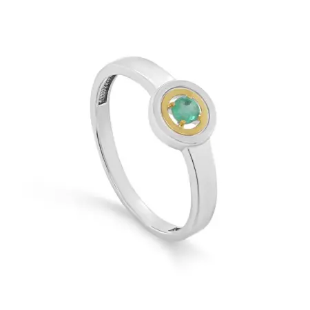 Кольцо из серебра с изумрудом в позолоте