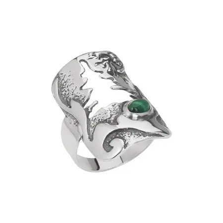 Серебряное кольцо с малахитом «Лесной пейзаж»