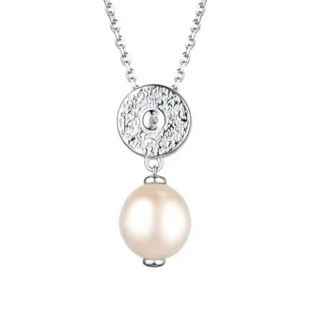 Серебряное колье с барочным жемчугом и бриллиантом