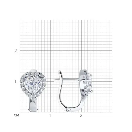 Серьги из серебра с фианитами «Сердце»