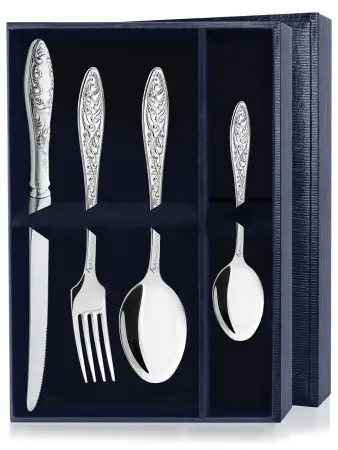 Серебряный набор столовый «Эгоист-Морозко» 4 предмета