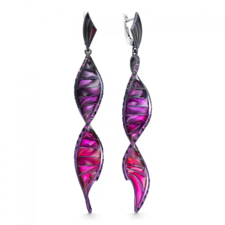 Серебряные серьги с витражной эмалью