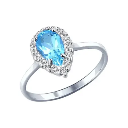 Кольцо из серебра с топазом и фианитами