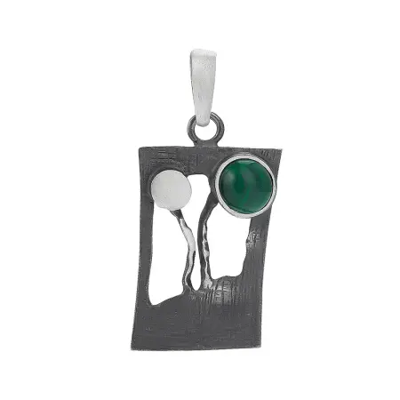Подвеска из серебра с малахитом