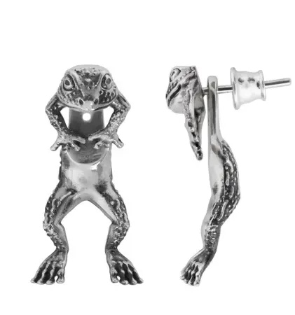 Серьги трансформеры из серебра «Лягушка»