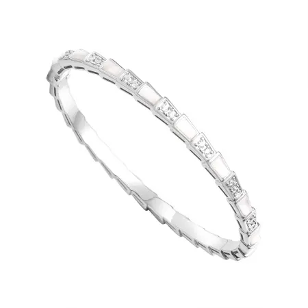 Серебряные браслет с фианитом и перламутром