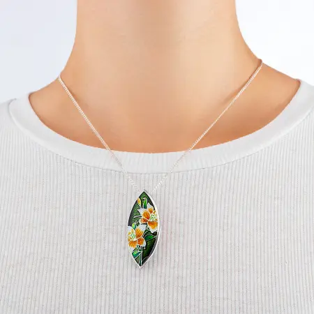 Брошь-подвеска «Лилия» с эмалью