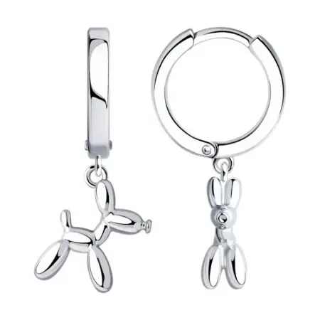 Серьги из серебра «Собака»