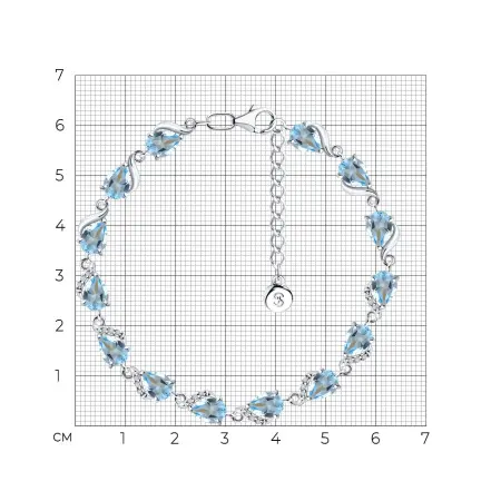 Браслет из серебра с топазами и фианитами