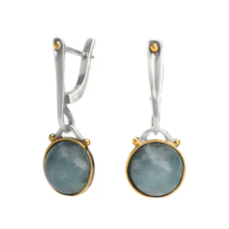 Серьги из серебра с аквамарином