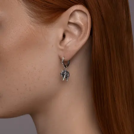Серебряные серьги «Слон»