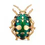 Брошь крупная из серебра с позолотой «Зеленый жук»