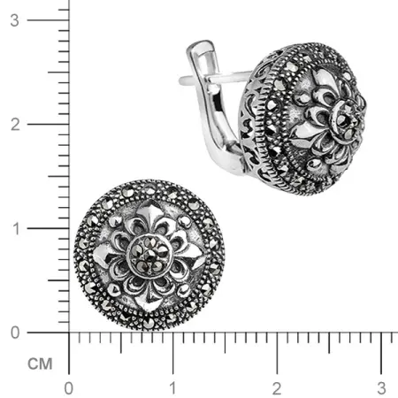 Серебряные серьги с марказитами Swarovski