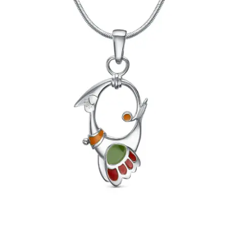 Подвеска из серебра с эмалью «Птица»