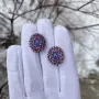 Серьги из серебра с сапфирами и танзанитом