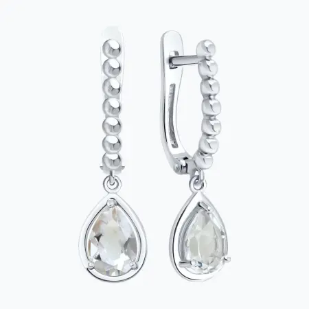 Серьги из серебра с горным хрусталем