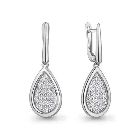 Серьги из серебра с фианитами «Капли»